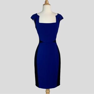 JAY GODFREY Sexy Black & Blue Form Fitting Sheath Dress, 4